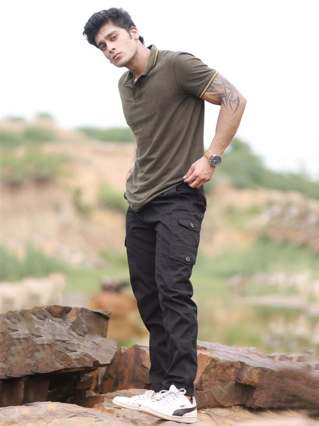 All Terrain Flex Cotton Cargos - SPIDER BLACK